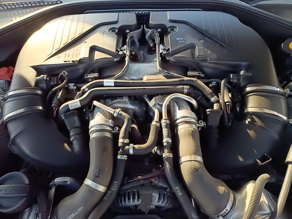 BMW N63 engine hot vee turbo layout