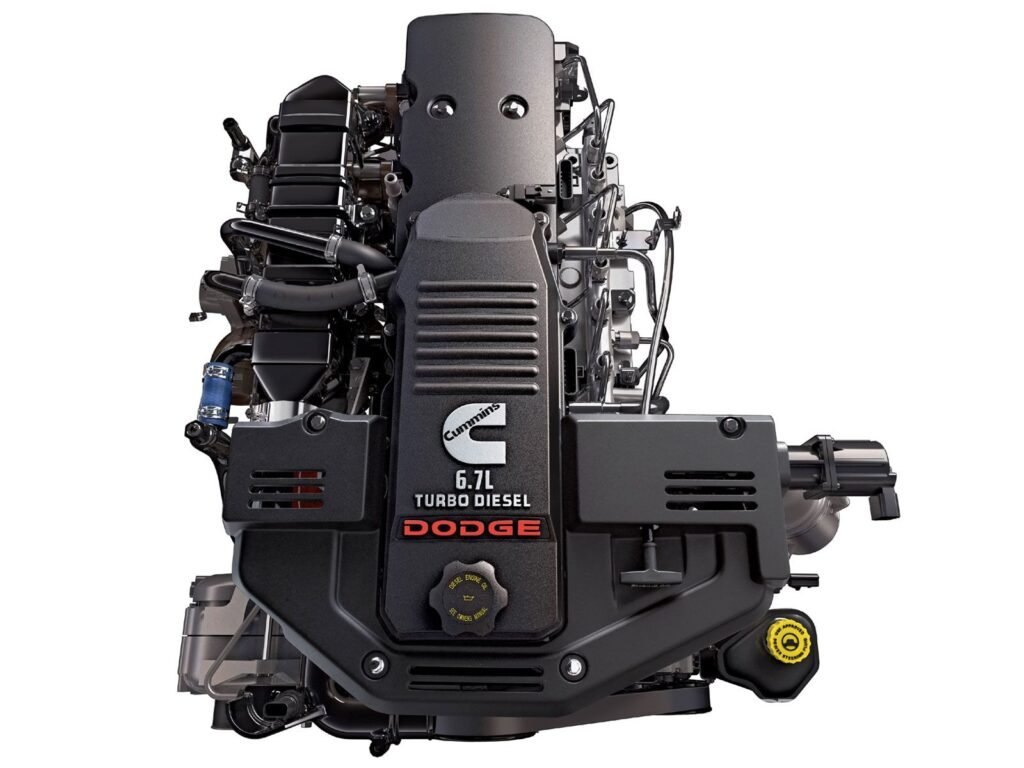 Cummins 6.7 inline six turbo diesel on a stand