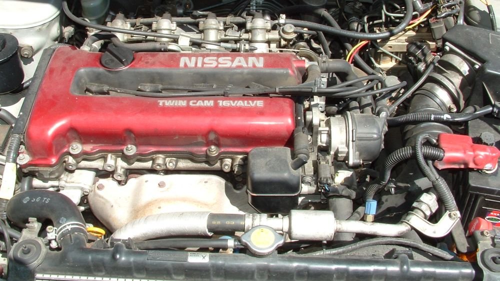 Nissan SR20DET in a U13 Bluebird engine bay